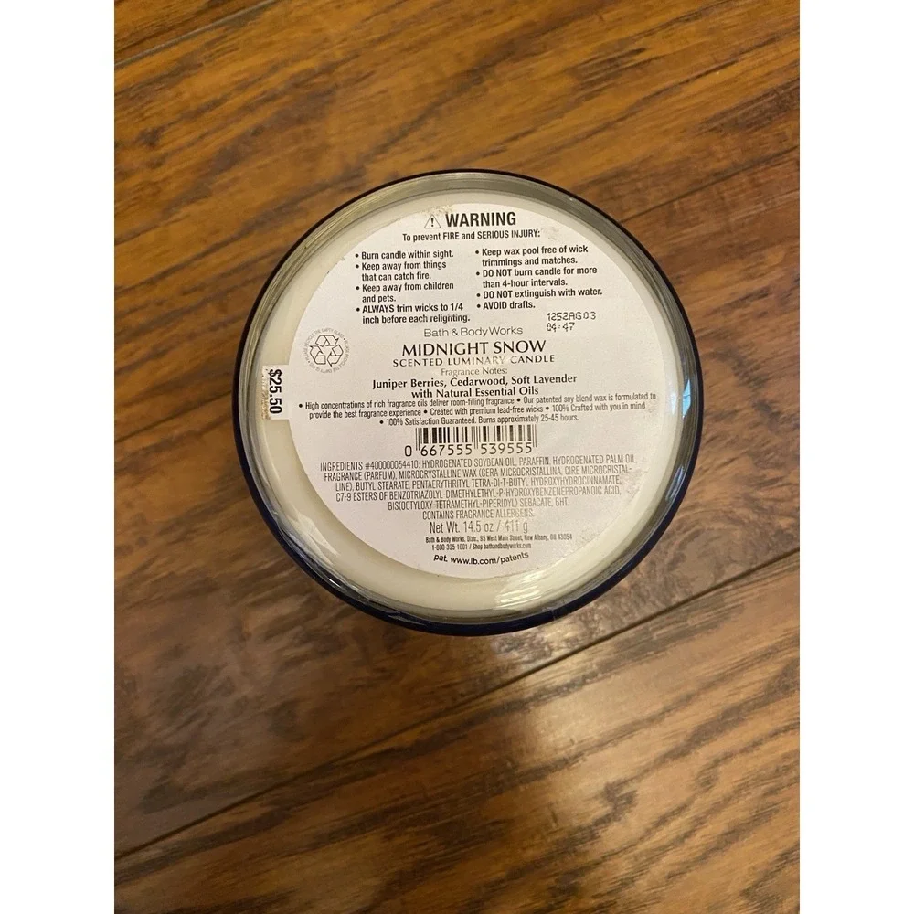 NEW Bath & Body Works Midnight Snow Candle Holder 3 Wick Set